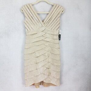NEW Adrianna Papell Petite 4P Layered Mini Cocktail Dress in Gold